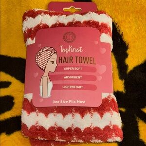Topknot Hair Towel - Red and White